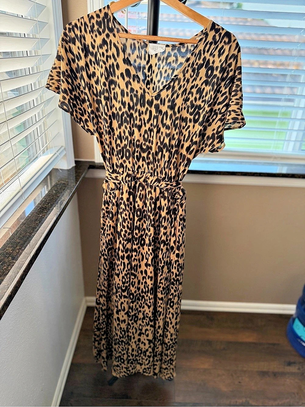 Sienna Sky Leopard Print Dress Brown & Black Medium Like New